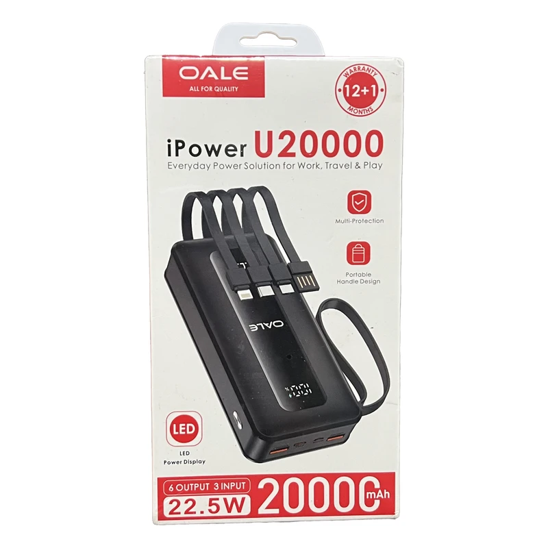 پاوربانک 22.5 وات اوالی مدل iPower U20000 ظرفیت 20000 میلی‌آمپر‌ساعت